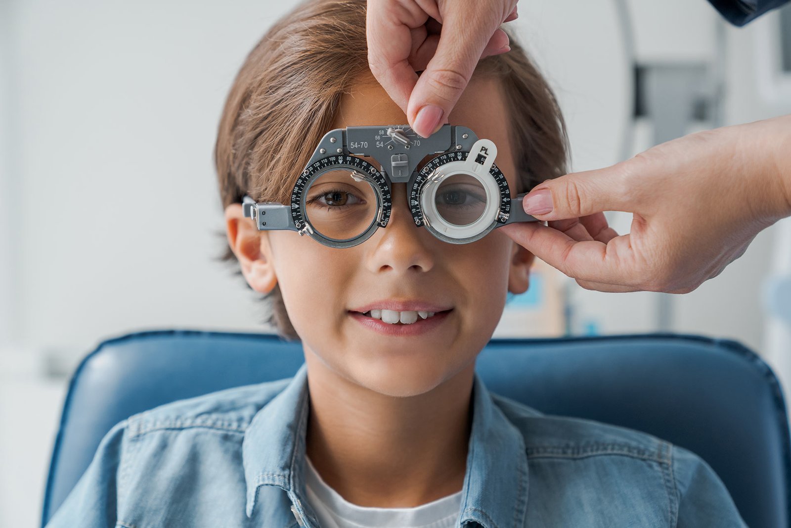 Child receiving an eye examination